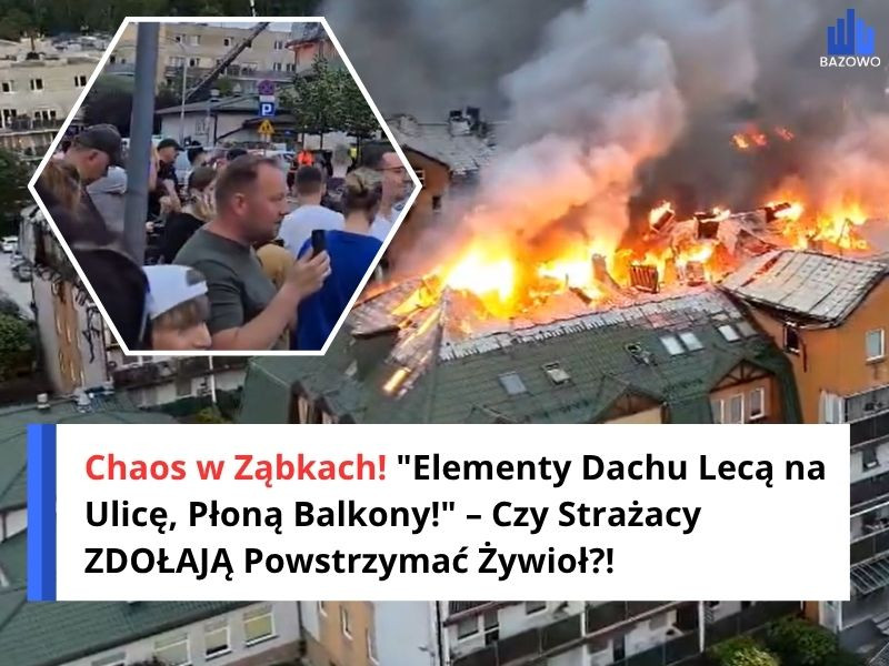 Chaos w Ząbkach! "Elementy Dachu Lecą na Ulicę, Płoną Balkony!" – Czy Strażacy ZDOŁAJĄ Powstrzymać Żywioł?!